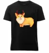 Чоловіча преміум футболка Коргі з ріжками Чорний фото