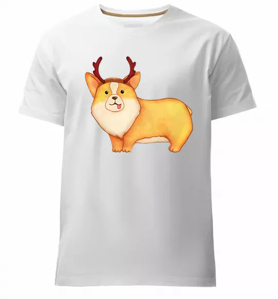 Чоловіча преміум футболка Коргі з ріжками Білий фото