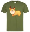 Чоловіча футболка Коргі з ріжками Оливковий фото