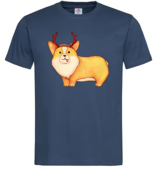 Чоловіча футболка Коргі з ріжками Темно-синій фото