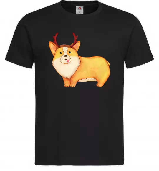Чоловіча футболка Коргі з ріжками Чорний фото