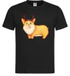 Чоловіча футболка Коргі з ріжками Чорний фото
