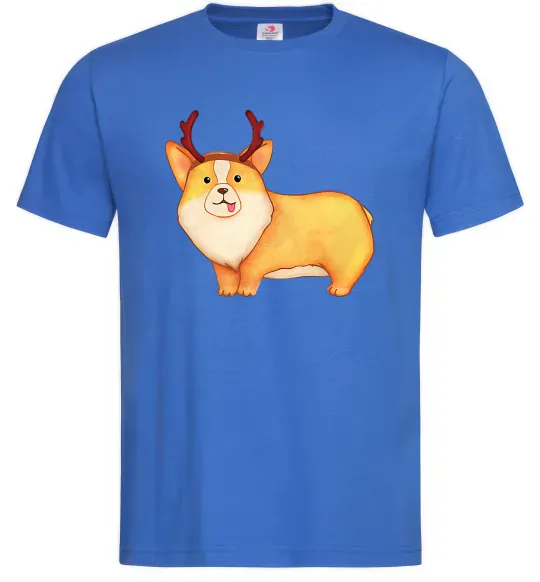 Чоловіча футболка Коргі з ріжками Яскраво-синій фото