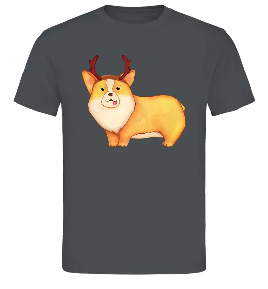 Чоловіча футболка Коргі з ріжками Графіт фото