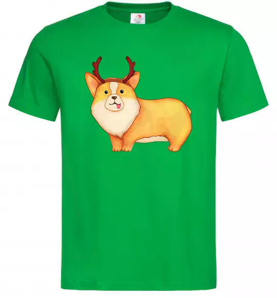Чоловіча футболка Коргі з ріжками Зелений фото