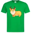 Чоловіча футболка Коргі з ріжками Зелений фото