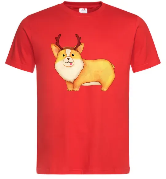 Чоловіча футболка Коргі з ріжками Червоний фото