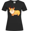 Жіноча футболка Коргі з ріжками Чорний фото