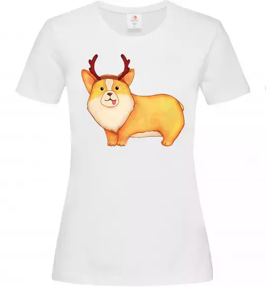Жіноча футболка Коргі з ріжками Білий фото