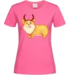 Жіноча футболка Коргі з ріжками Яскраво-рожевий фото