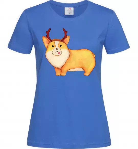 Жіноча футболка Коргі з ріжками Яскраво-синій фото