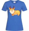 Жіноча футболка Коргі з ріжками Яскраво-синій фото