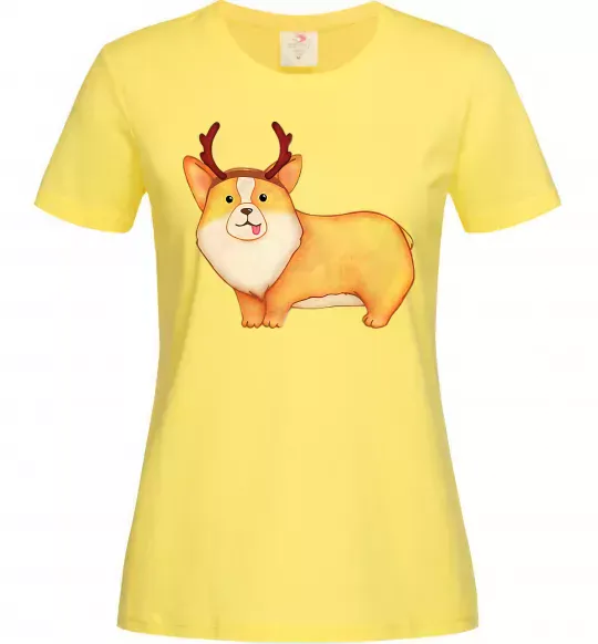 Жіноча футболка Коргі з ріжками Лимонний фото