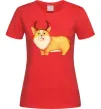 Жіноча футболка Коргі з ріжками Червоний фото
