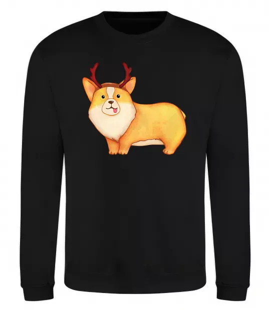 Світшот Коргі з ріжками Чорний фото