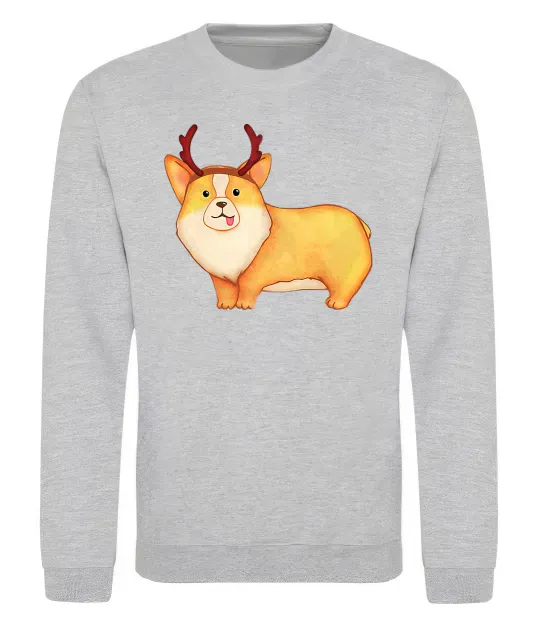 Світшот Коргі з ріжками Сірий меланж фото