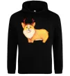 Мужская толстовка (худи) Коргі з ріжками Черный фото