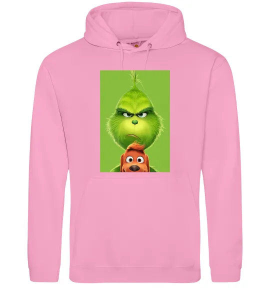 Чоловіча толстовка (худі) Грінч та песик Рожевий фото