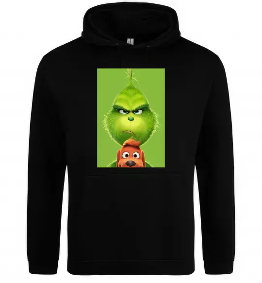 Чоловіча толстовка (худі) Грінч та песик Чорний фото
