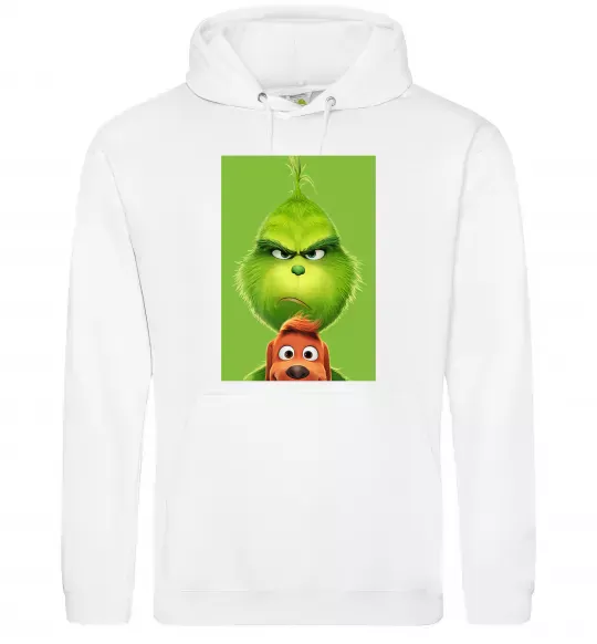 Чоловіча толстовка (худі) Грінч та песик Білий фото