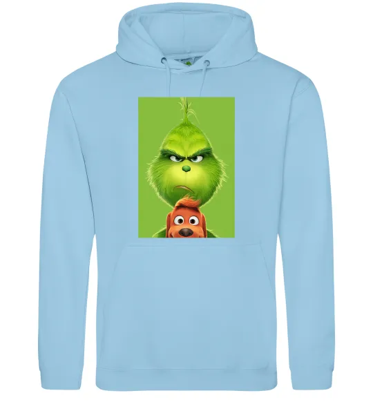 Женская толстовка (худи) Грінч та песик Голубой фото