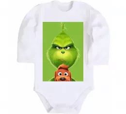 Дитячий бодік Грінч та песик Білий фото