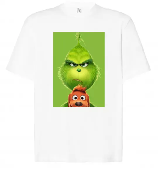 Футболка Оверсайз Грінч та песик Белый фото