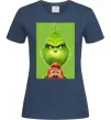 Женская футболка Грінч та песик Темно-синий фото