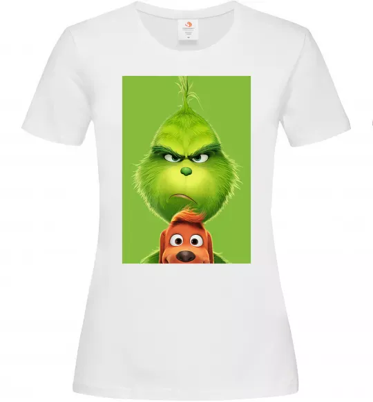 Женская футболка Грінч та песик Белый фото