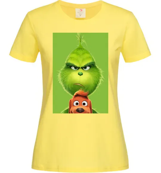 Женская футболка Грінч та песик Лимонный фото