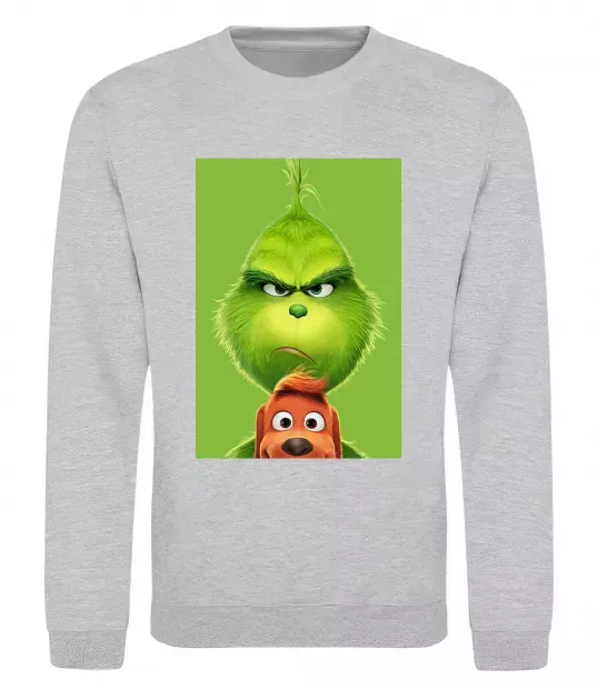 Світшот Грінч та песик Сірий меланж фото