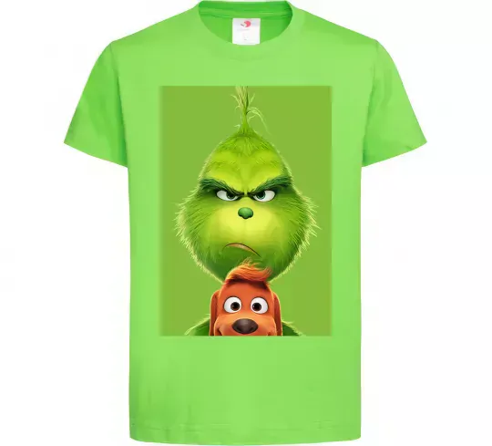 Дитяча футболка Грінч та песик Лаймовий фото