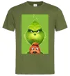 Чоловіча футболка Грінч та песик Оливковий фото