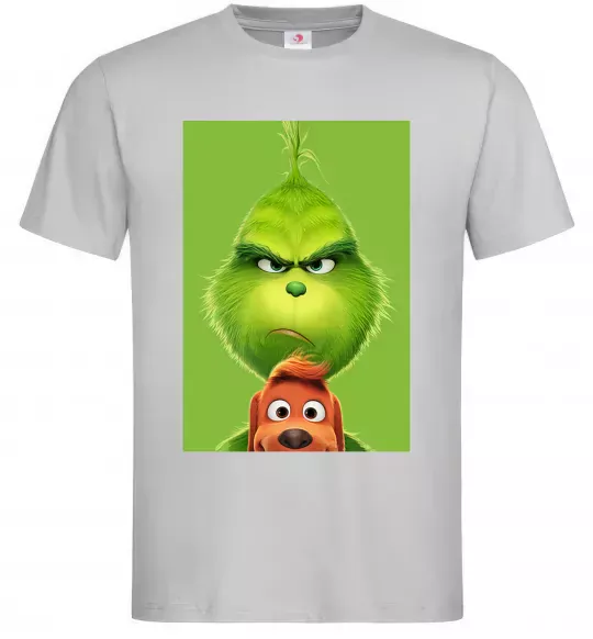 Чоловіча футболка Грінч та песик Сірий фото