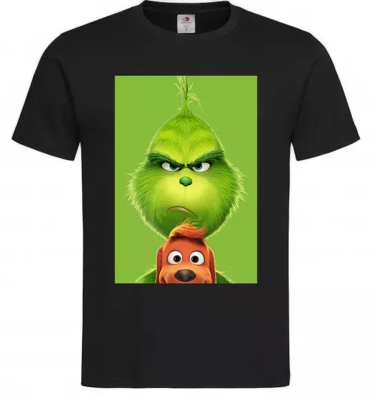 Чоловіча футболка Грінч та песик Чорний фото