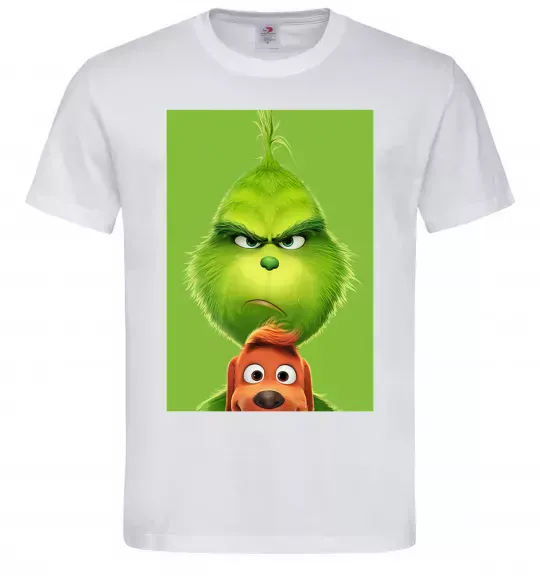 Чоловіча футболка Грінч та песик Білий фото