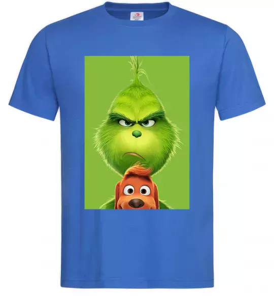 Чоловіча футболка Грінч та песик Яскраво-синій фото