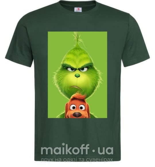 Мужская футболка Грнч и собачка Темно-зеленый фото