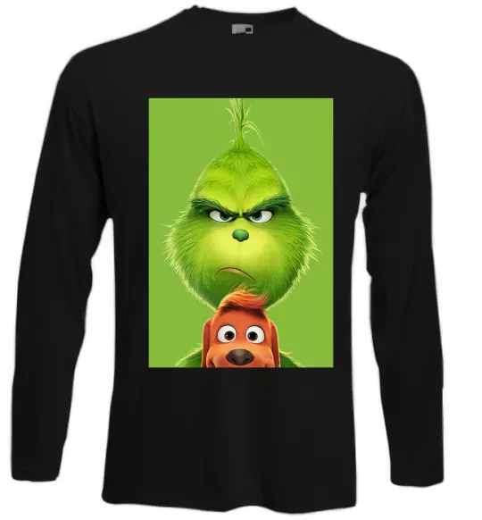 Лонгслив Грінч та песик Черный фото