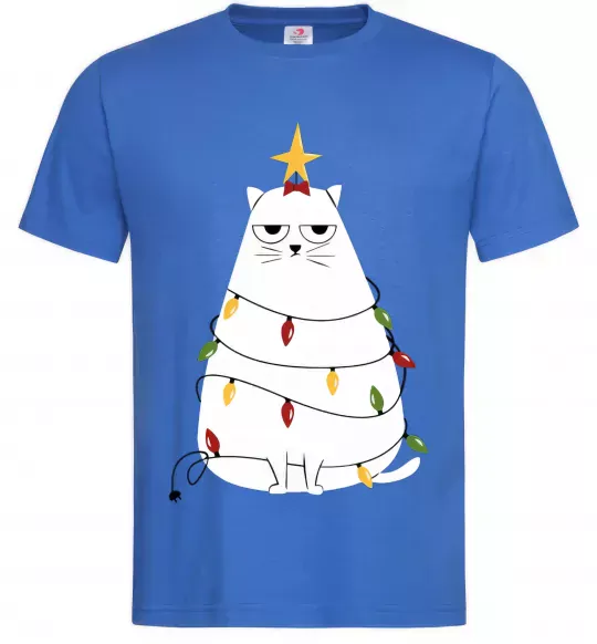 Чоловіча футболка Котик ялинка Яскраво-синій фото