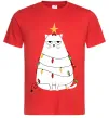 Чоловіча футболка Котик ялинка Червоний Чоловіча футболка Котик ялинка Червоний фото