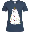 Женская футболка Котик ялинка Темно-синий фото
