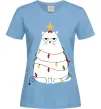Женская футболка Котик ялинка Голубой фото
