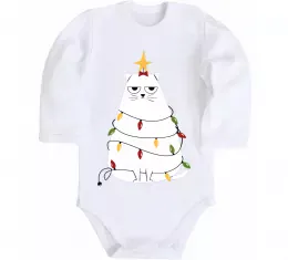 Детский боди Грінч в шапці діда Мороза Белый фото