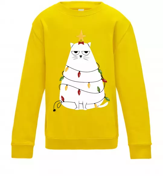 Детский Свитшот Котик ялинка Солнечно желтый фото