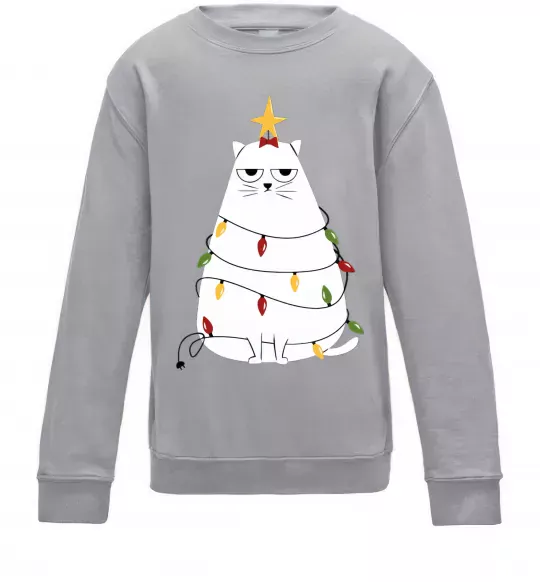 Детский Свитшот Котик ялинка Серый меланж фото