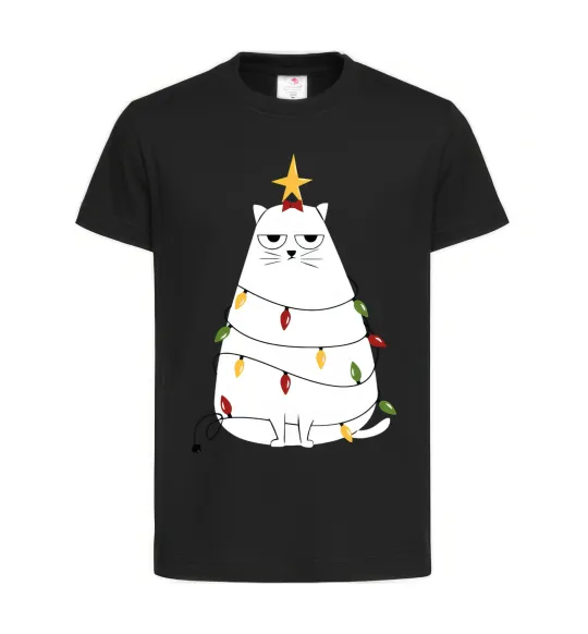 Детская футболка Котик ялинка Черный фото