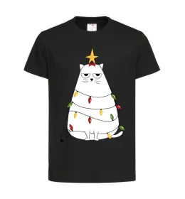 Детская футболка Котик ялинка Черный фото