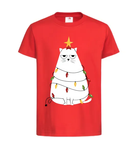 Детская футболка Котик ялинка Красный фото