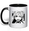 Чашка с цветной ручкой Sailor moon black white Черный фото